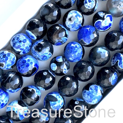Bead, agate, dyed, royal blue, 10mm faceted round. 14.5inch,37pc