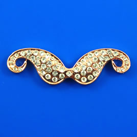 Pendant/link, rose gold colored, 13x40mm mustache. Each