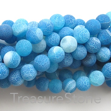Bead, agate, dyed,blue patterned, 6mm round, matte. 14", 64pcs