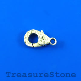 Clasp, lobster claw, silve-plated, 17mm with crystals. Pkg of 2.