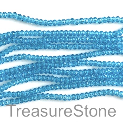 Bead, crystal, blue, 2.5x3.5mm faceted rondelle. 13.5 inch