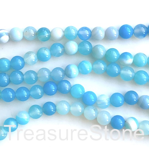 Bead, agate, dyed, sky blue, 8mm round, 15 inch, 45pcs