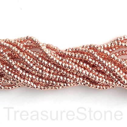 Bead, hematite, 2x3mm faceted rondelle, rose gold. 15.5",180