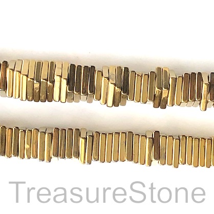 Bead, hematite, 2x10mm square disc, Grade B-, gold. 15-inch
