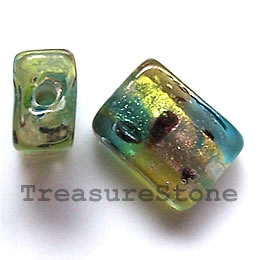 Bead, lampworked glass, 11x15x8mm rectangle. Pkg of 5.